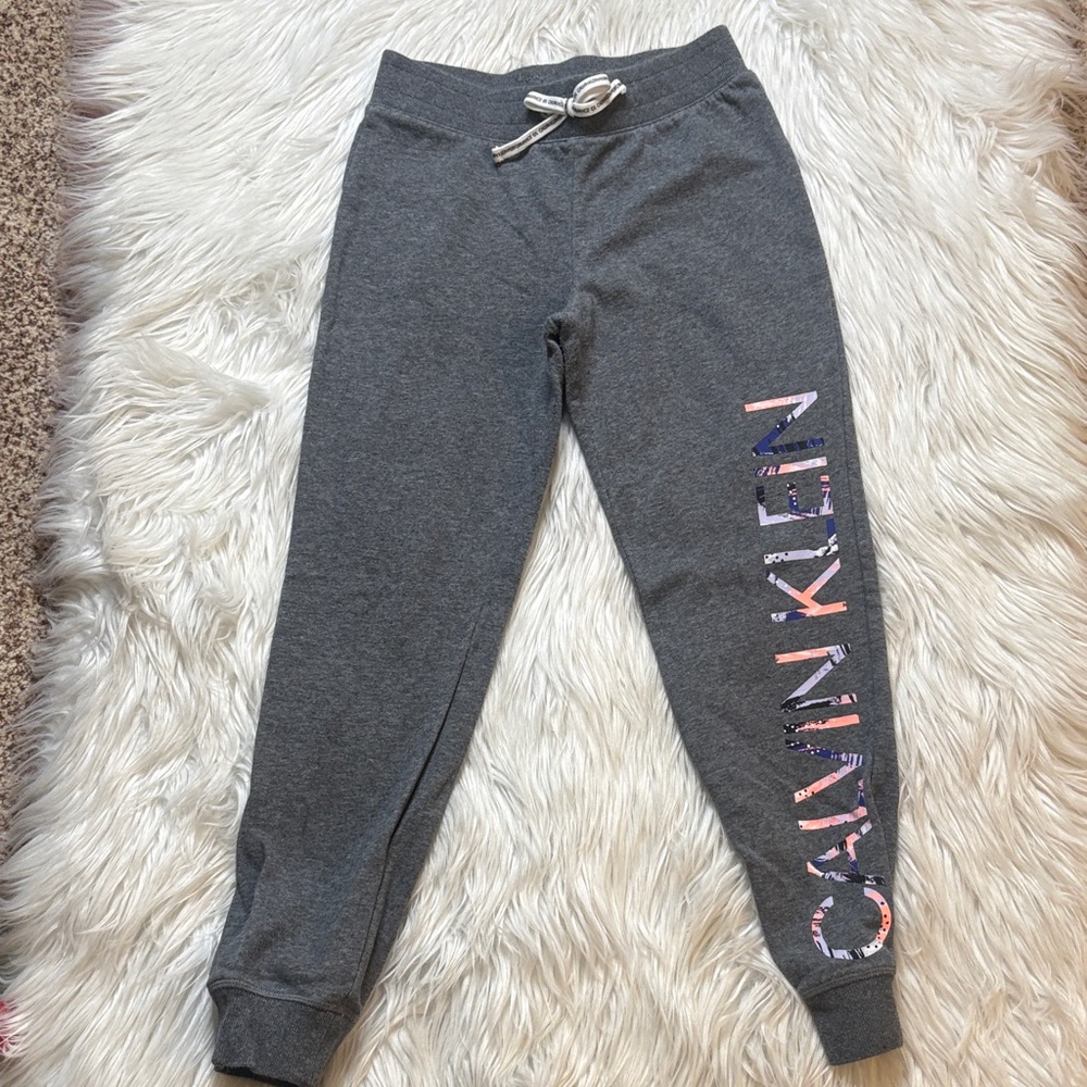 Calvin Klein Kids Charcoal Joggers with Multicolor Logo